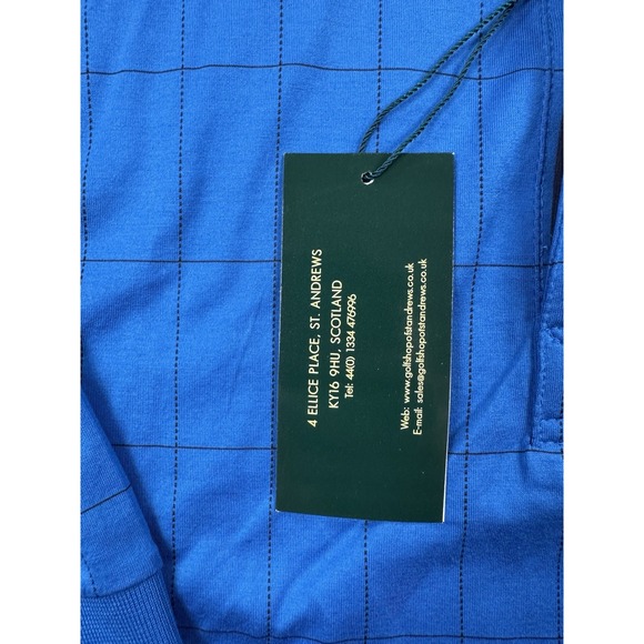 St. Andrews Golf Shop Polo Shirt Mens Medium Blue Check Old Course Cotton NEW - Picture 9 of 11